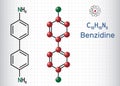 Benzidine molecule. It is aromatic amine, used for the detection of blood and as a reagent in the manufacture of dyes. Structural