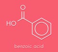 Benzoic acid molecule. Benzoate salts are used as food preservatives. Skeletal formula.