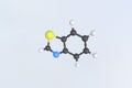 Benzothiazole molecule, isolated molecular model. 3D rendering Royalty Free Stock Photo