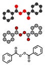 Benzoyl peroxide acne treatment drug molecule. Also used to dye hair and whiten teeth (bleaching