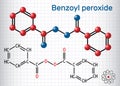 Benzoyl peroxide BPO molecule. Structural chemical formula and