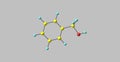 Benzyl alcohol molecular structure isolated on grey