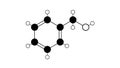 benzyl alcohol molecule, structural chemical formula, ball-and-stick model, isolated image aromatic alcohol