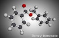 Benzyl benzoate molecule. It is topical treatment for scabies and lice. Molecular model. 3D rendering