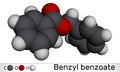 Benzyl benzoate molecule. It is topical treatment for scabies and lice. Molecular model. 3D rendering Royalty Free Stock Photo
