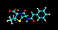 Benzylpenicillin molecular structure isolated on black