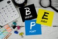 BEP abbreviation of Break Even Point text phrase of business and financial concept Royalty Free Stock Photo