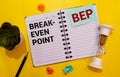 BEP - Break Even Point acronym on notepad, business concept background Royalty Free Stock Photo
