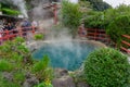 Beppu, Oita, Kyushu, Japan - November 2, 2017 : The Kamado Jigoku Pondcooking pot hell is one of eight Beppu hot spring onsen Royalty Free Stock Photo