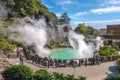 Oita,Kyushu,Japan - October 15, 2018 :Umi Jigoku, natural hot spring, sea hell, blue water and hot Royalty Free Stock Photo