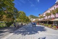 BERAT, ALBANIA, SEPTEMBER 29, 2022: Berat castle viewed from boulevard Republika in Albania