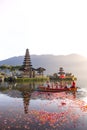 Beratan Lake in Bali Indonesia, Aug 16 2018 : Balinese villagers Royalty Free Stock Photo