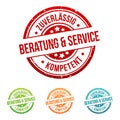 Beratung und Service - Kundenservice - Siegel in verschiedenen Farben.