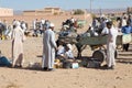 Berber men at the dates fruit market Royalty Free Stock Photo