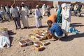Berber men at the dates fruit market Royalty Free Stock Photo