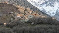 A Berber village in the High Atlas Mountains above the Kasbah du Toubkal, a unique mountain lodge in Toubkal National Park.