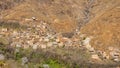 Berber village surrounding the Kasbah du Toubkal, a unique mountain lodge in Toubkal National Park. Royalty Free Stock Photo