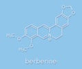 Berberine alkaloid molecule. Present in number of plants. Used as a yellow dye and as a traditional antifungal medicine. Skeletal. Royalty Free Stock Photo