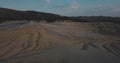 Flying forwards over mud volcanoes and lunar looking landscape