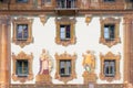 Medieval house with colorful mural downtown in Berchtesgaden, Germany