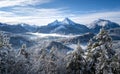 Idylic winter landscape, Watzmann, Berchtesgaden, Bavaria, Germany