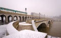 Bercy bridge under snow in paris Royalty Free Stock Photo