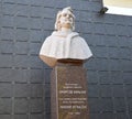 BERDICHEV, UKRAINE. Bust of the French writer Honore de Balzac 1799-1850. Ukrainian and french text