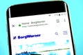 Berdyansk, Ukraine - 1 June 2019: BorgWarner website homepage. BorgWarner logo visible on the phone screen