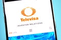 Berdyansk, Ukraine - 4 June 2019: Grupo Televisa website homepage. Grupo Televisa logo visible on the phone screen, Illustrative