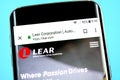 Berdyansk, Ukraine - 1 June 2019: Lear website homepage. Lear logo visible on the phone screen