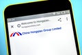 Berdyansk, Ukraine - 26 May 2019: China Hongqiao Group website homepage. China Hongqiao Group logo visible on the phone screen