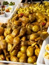 Berenjenas de Almagro eggplant in a stall of a market.