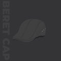 Beret cap or vintage hat template in grey color design