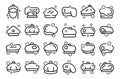 Beret icons set outline vector. French hat Royalty Free Stock Photo