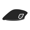 Beret of military vector black icon. Vector illustration beret of military on white background. Isolated black