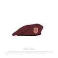 Beret of soldier on a white background. Military hat in a flat style