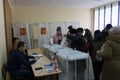 Berezniki, Russia-March 18, 2018: the voter receives the ballot for the election of the President