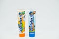 Berezovitsa, Ukraine - circa june, 2016: Set of kids toothpaste