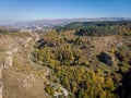 Berezovsky Gorge on the outskirts of the city of Kislovodsk, Russia. A bird`s eye view on a sunny autumn day Royalty Free Stock Photo