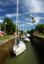 Lock an pleasure boats Royalty Free Stock Photo