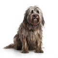 Bergamasco breed dog isolated on a clean white background