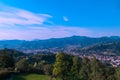 Bergamo - Aerial view of historic medieval walled city of Bergamo seen from CittË Alta (Upper Town), Italy