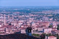 Bergamo - Aerial view of historic medieval walled city of Bergamo seen from CittË Alta (Upper Town), Italy