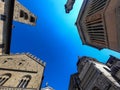 Bergamo - Bottom up view of Colleoni Chapel (Cappella Colleoni) and Basilica of St. Mary Major, Italy Royalty Free Stock Photo