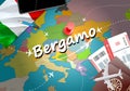 Bergamo city travel and tourism destination concept. Italy flag