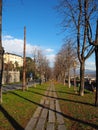 Bergamo, Ital. The Old city. One of the beautiful city in Italy. The tree-lined avenue along the Venetian walls Royalty Free Stock Photo