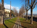 Bergamo, Ital. The Old city. One of the beautiful city in Italy. The tree-lined avenue along the Venetian walls