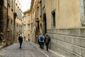 BERGAMO, ITALY - APRIL 2022: Narrow medieval street of Bergamo city northeast of Milan Royalty Free Stock Photo
