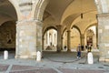 BERGAMO, ITALY - APRIL 2022: Piazza Vecchia in Bergamo city northeast of Milan.