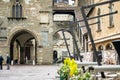 BERGAMO, ITALY - APRIL 2022: Piazza Vecchia in Bergamo city northeast of Milan.